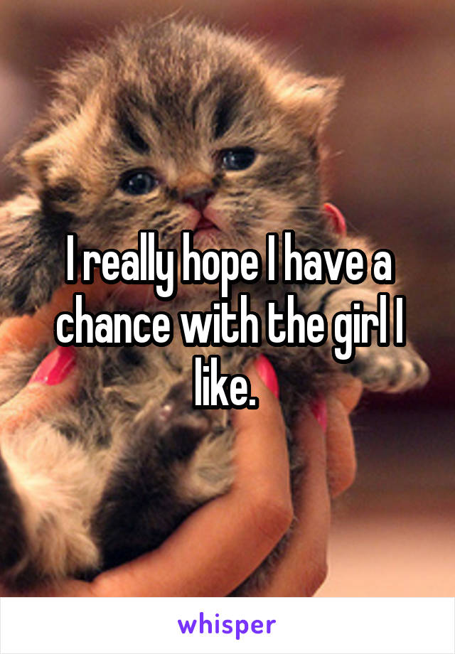 I really hope I have a chance with the girl I like. 