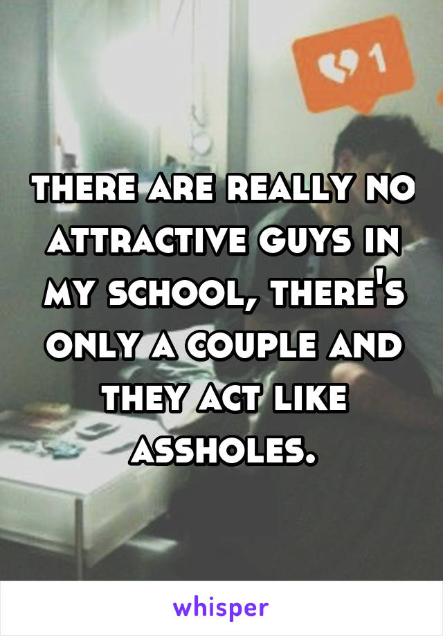 there are really no attractive guys in my school, there's only a couple and they act like assholes.