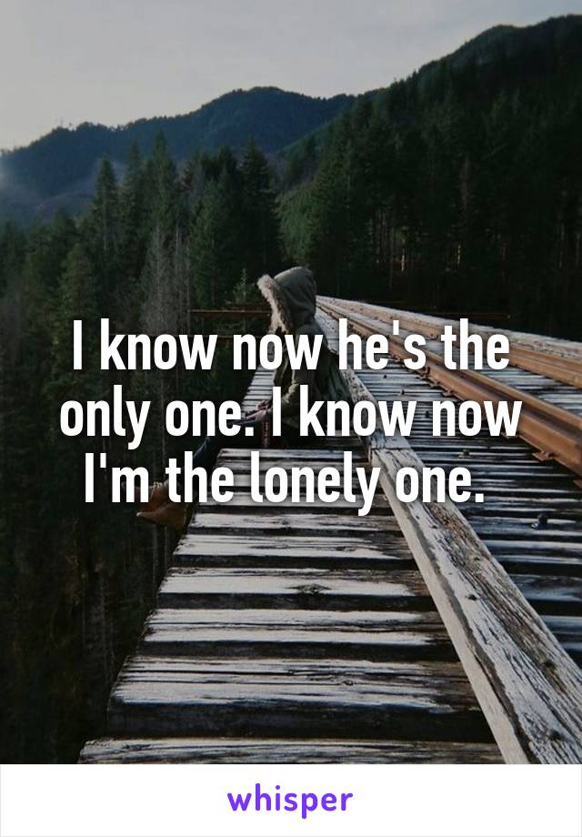 I know now he's the only one. I know now I'm the lonely one. 