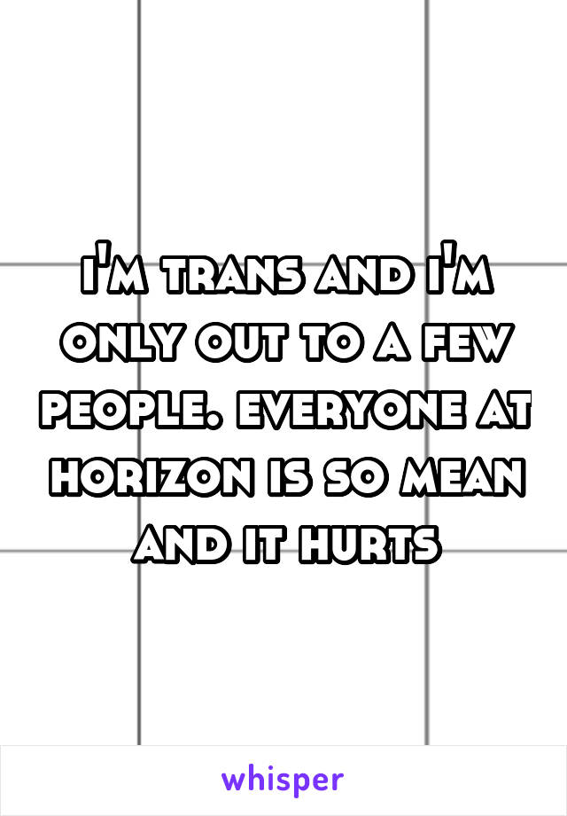 i'm trans and i'm only out to a few people. everyone at horizon is so mean and it hurts