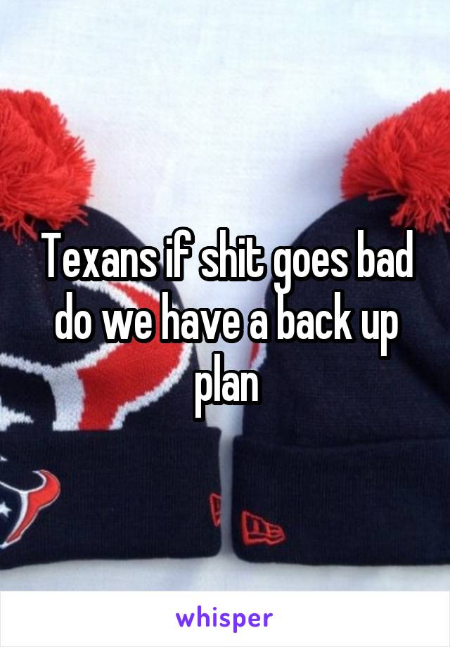 Texans if shit goes bad do we have a back up plan