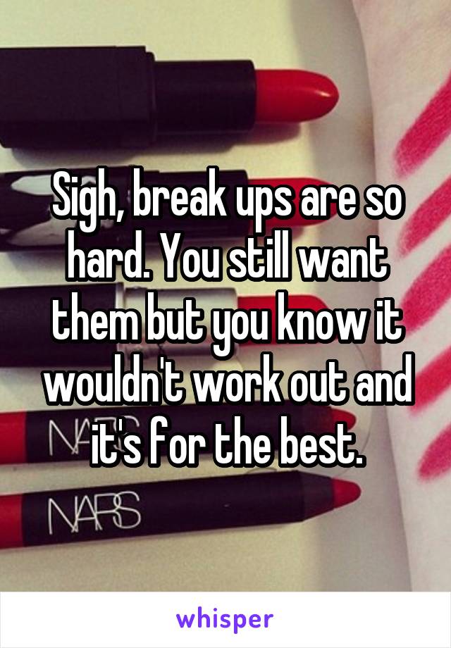 Sigh, break ups are so hard. You still want them but you know it wouldn't work out and it's for the best.