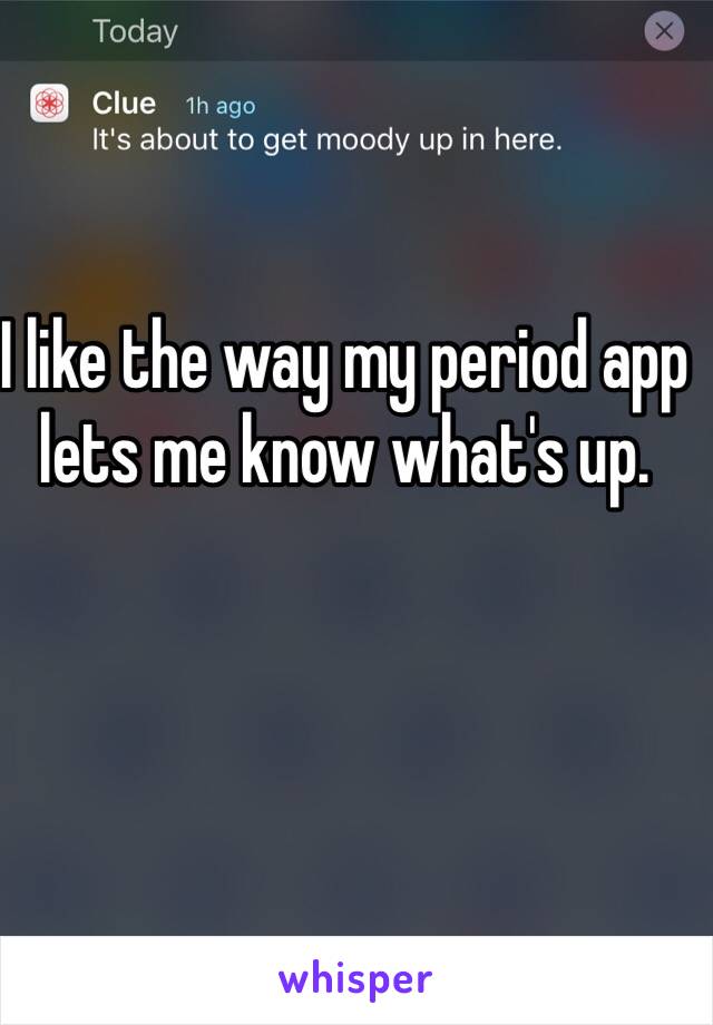 I like the way my period app lets me know what's up.