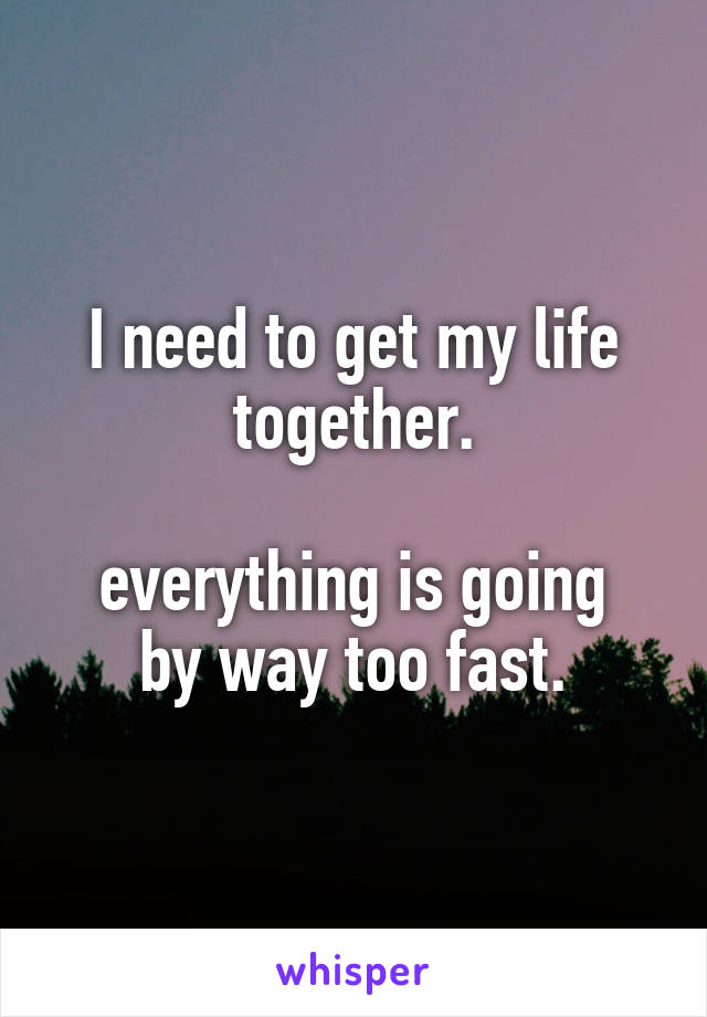 I need to get my life together.

everything is going by way too fast.