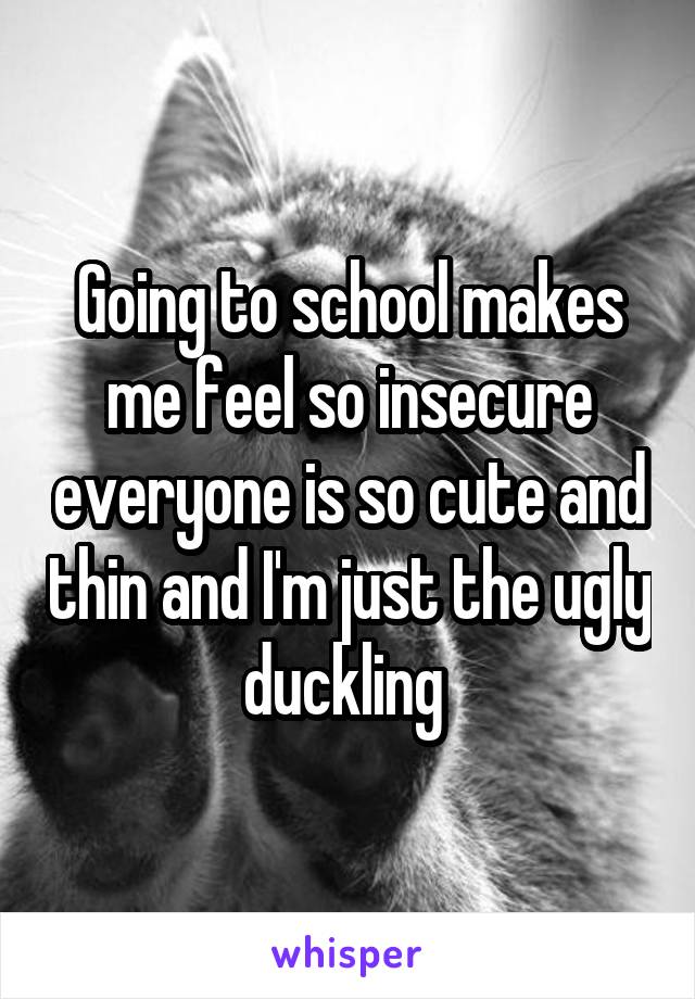 Going to school makes me feel so insecure everyone is so cute and thin and I'm just the ugly duckling 