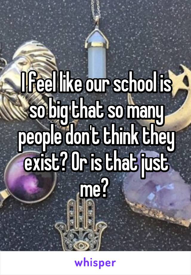 I feel like our school is so big that so many people don't think they exist? Or is that just me? 