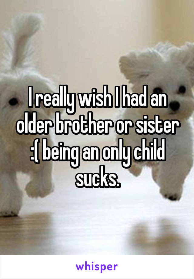 I really wish I had an older brother or sister :( being an only child sucks.