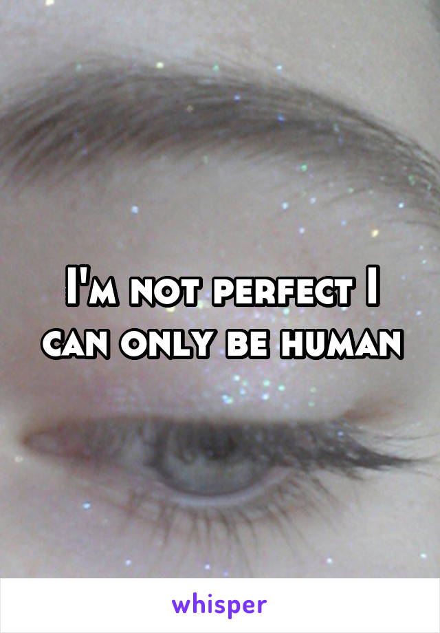 I'm not perfect I can only be human