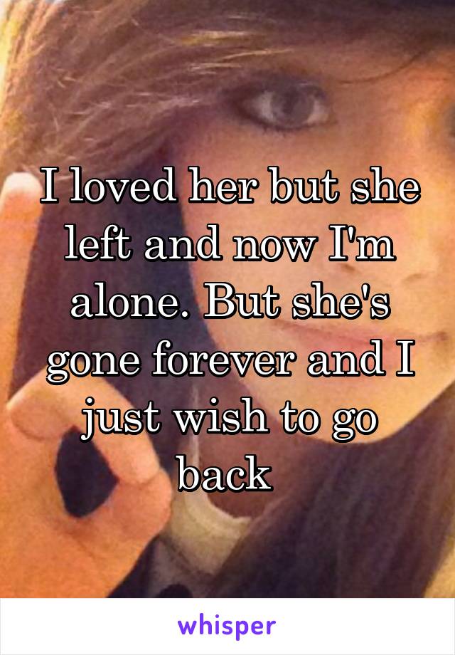 I loved her but she left and now I'm alone. But she's gone forever and I just wish to go back 