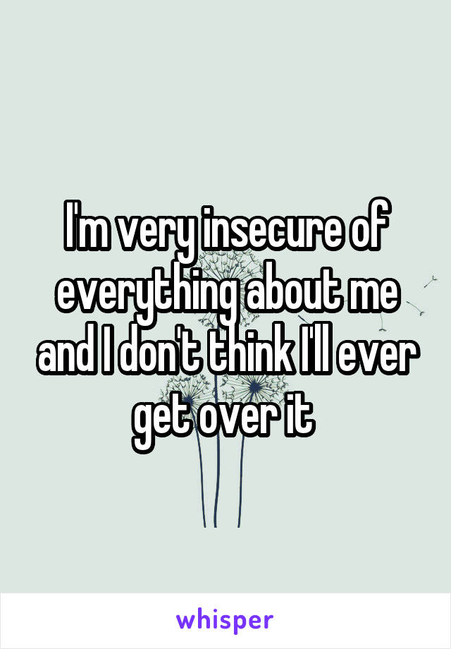 I'm very insecure of everything about me and I don't think I'll ever get over it 