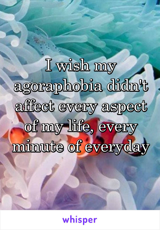 I wish my agoraphobia didn't affect every aspect of my life, every minute of everyday 