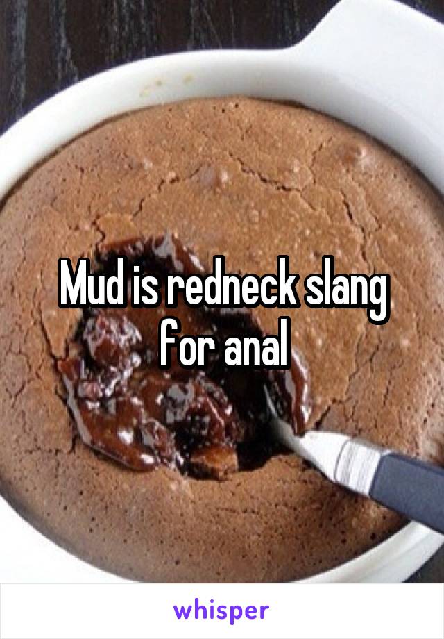 Mud is redneck slang for anal