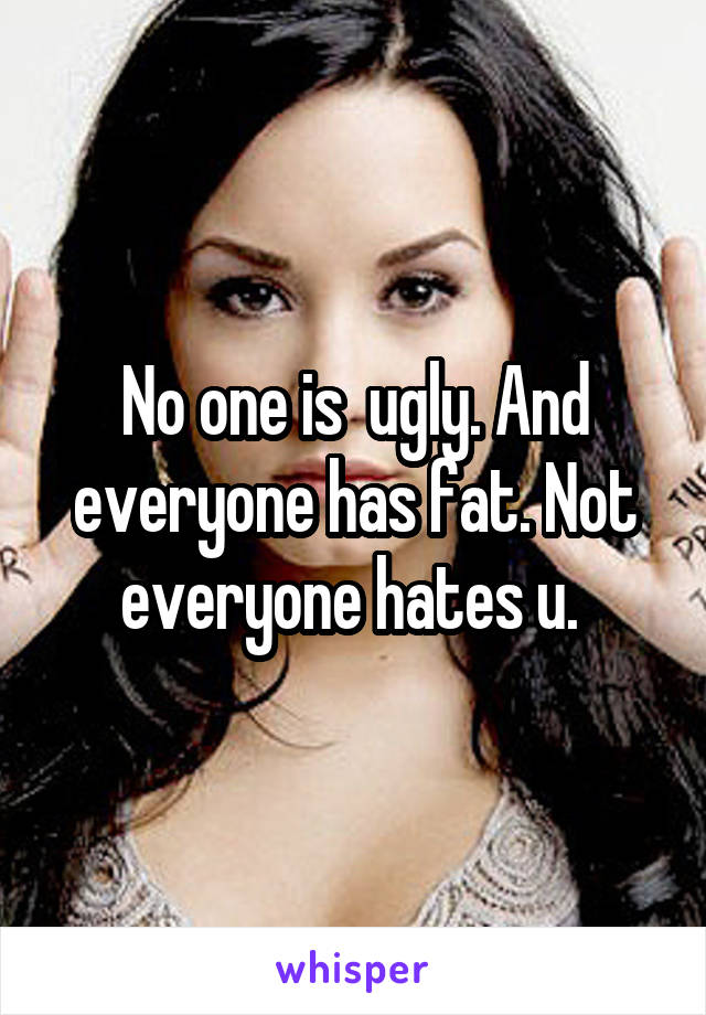 No one is  ugly. And everyone has fat. Not everyone hates u. 