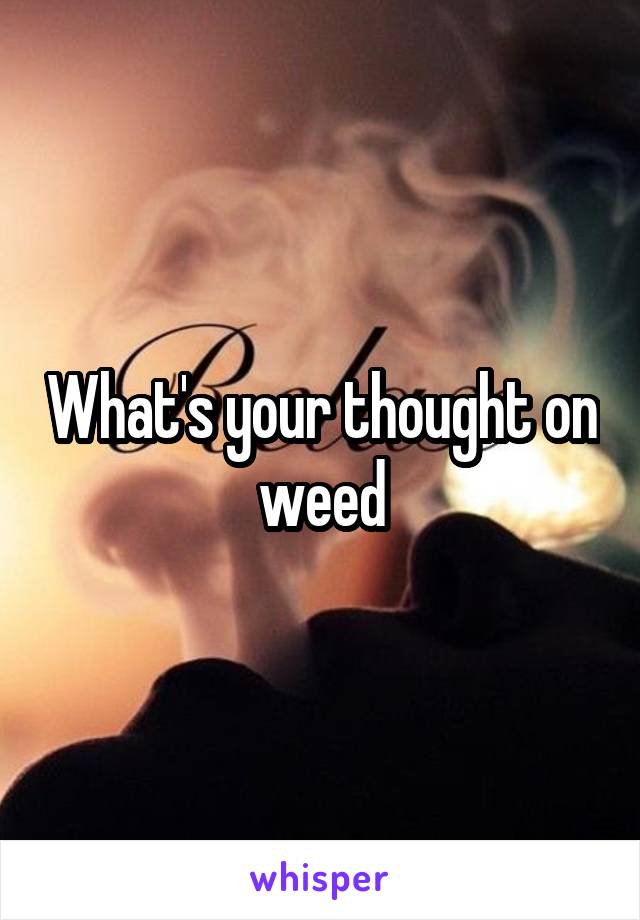 What's your thought on weed