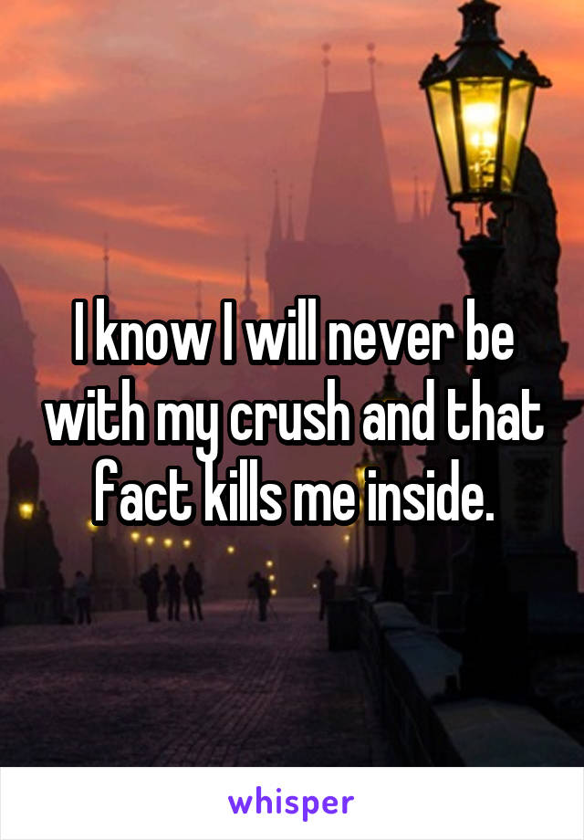 I know I will never be with my crush and that fact kills me inside.