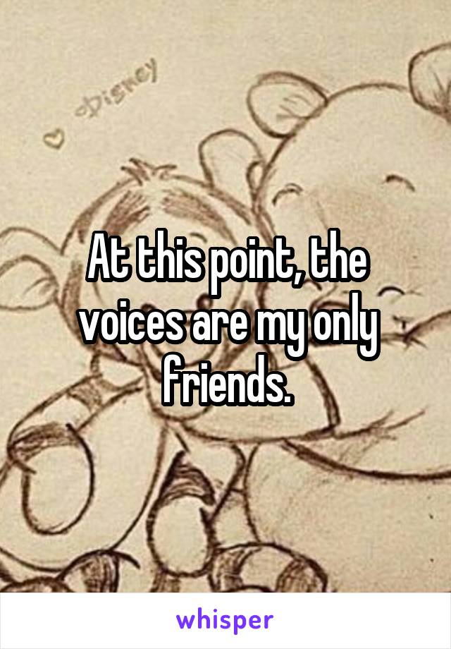 At this point, the voices are my only friends.