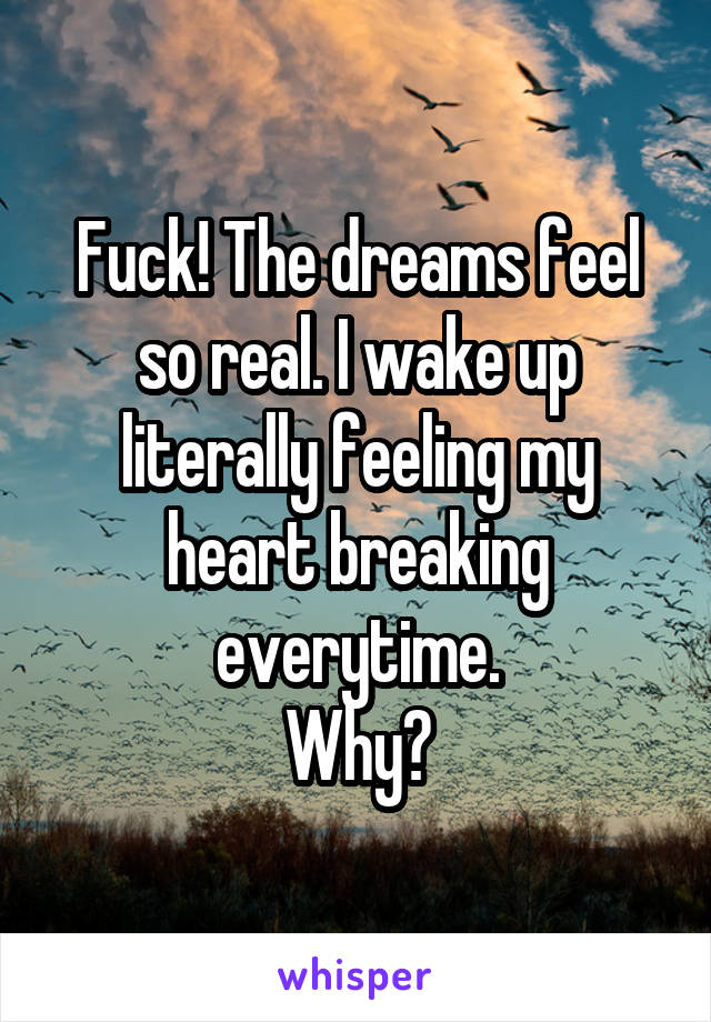 Fuck! The dreams feel so real. I wake up literally feeling my heart breaking everytime.
Why?