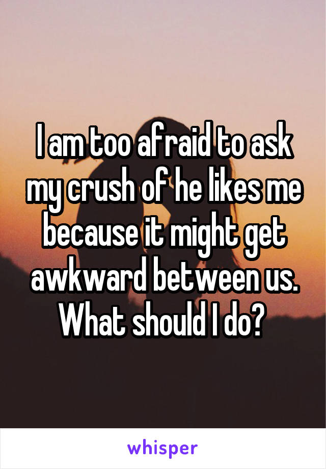 I am too afraid to ask my crush of he likes me because it might get awkward between us. What should I do? 