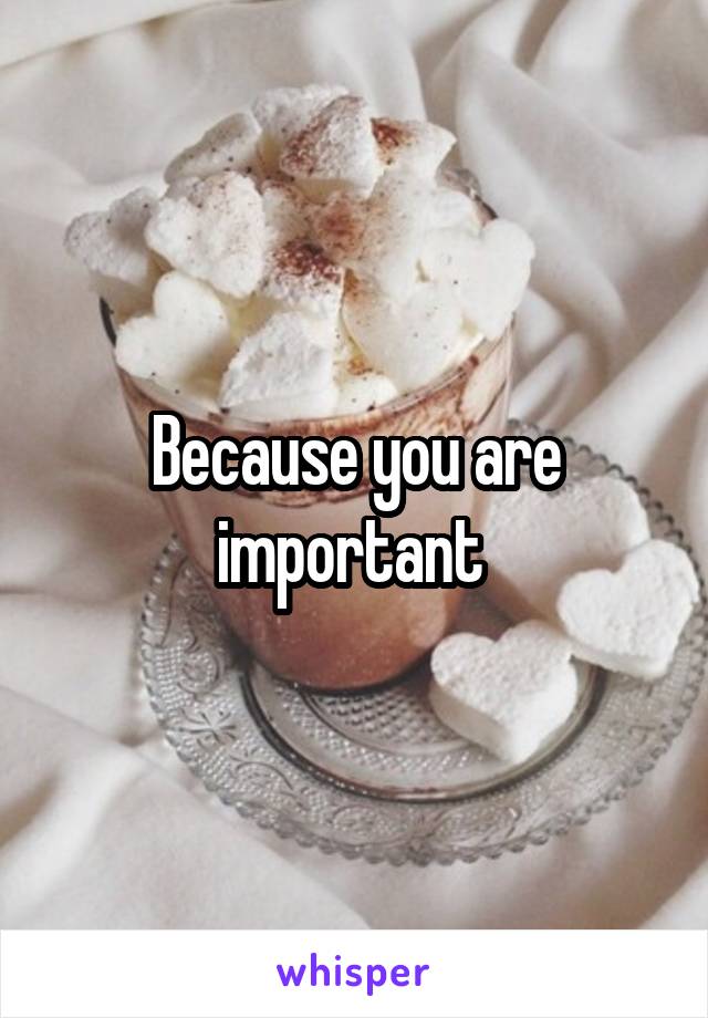 Because you are important 