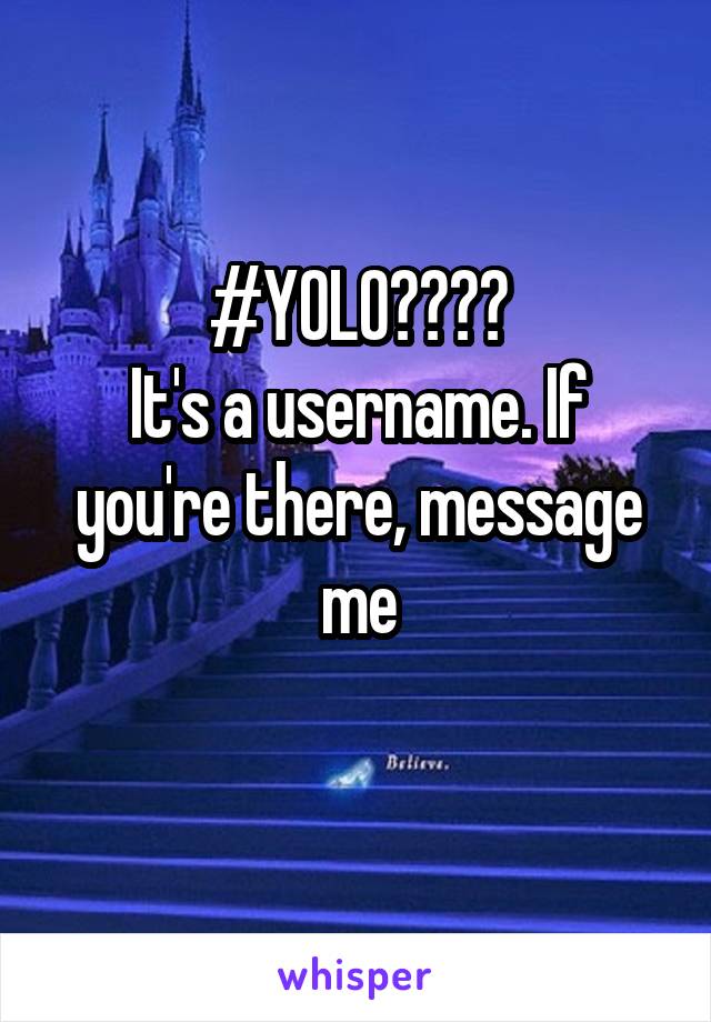 #YOLO????
It's a username. If you're there, message me
