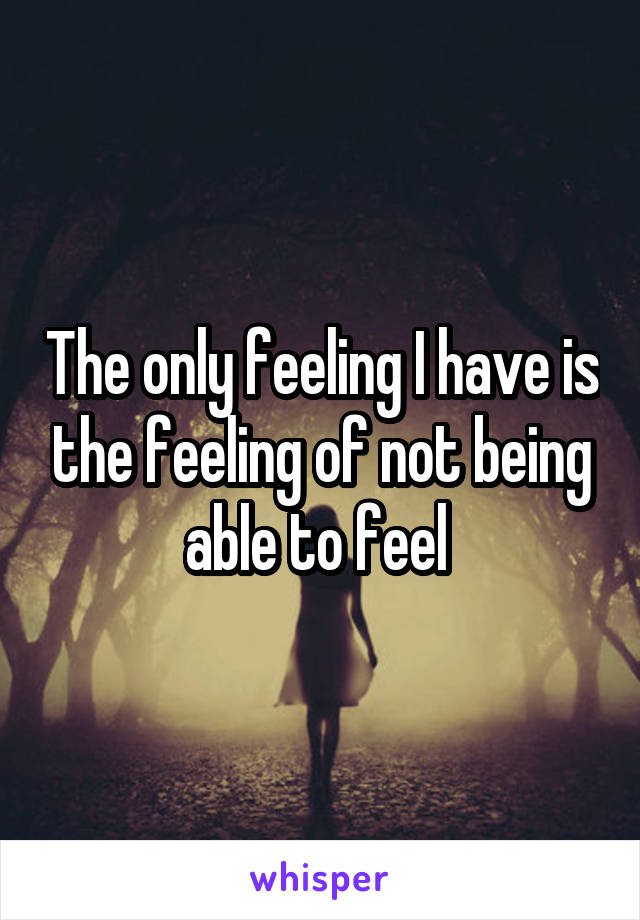 The only feeling I have is the feeling of not being able to feel 