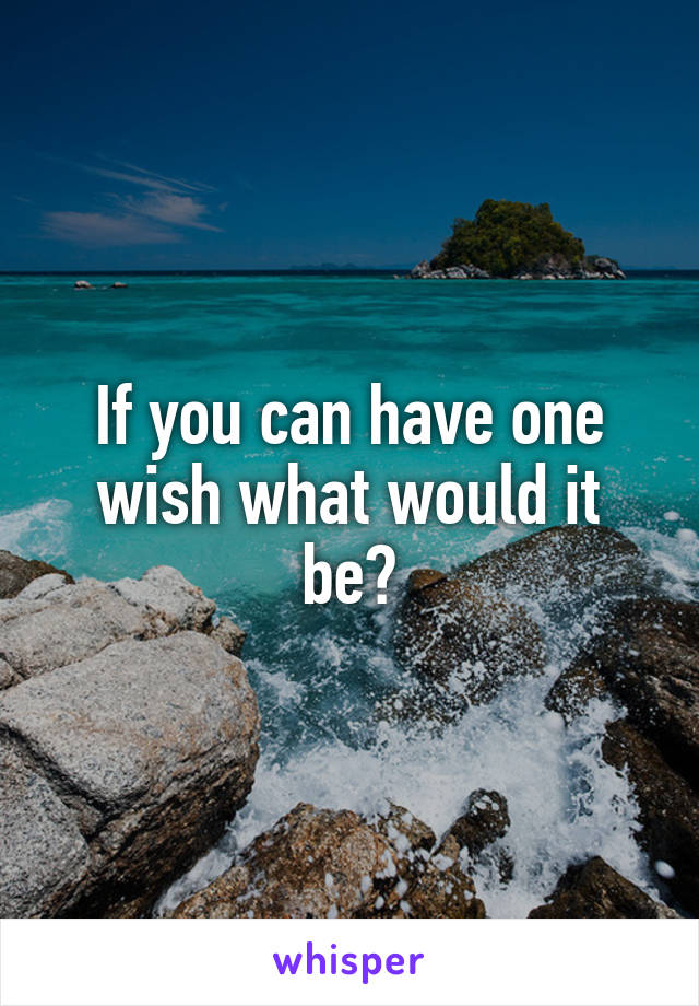 If you can have one wish what would it be?