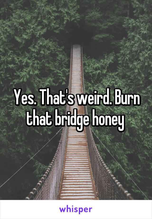 Yes. That's weird. Burn that bridge honey 