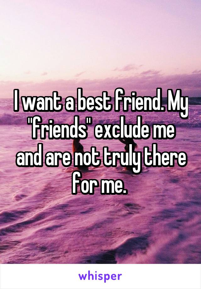 I want a best friend. My "friends" exclude me and are not truly there for me. 