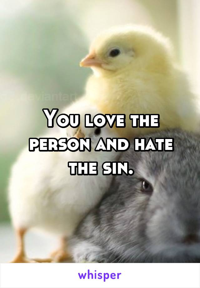 You love the person and hate the sin.