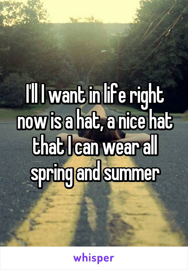 I'll I want in life right now is a hat, a nice hat that I can wear all spring and summer