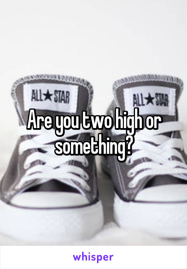 Are you two high or something?