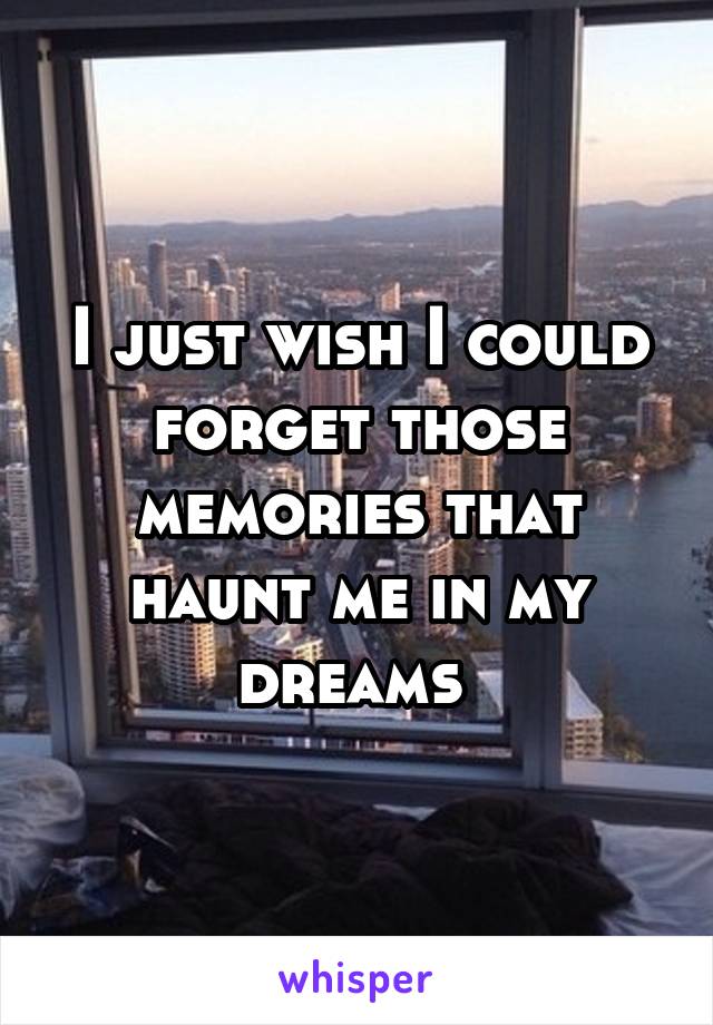 I just wish I could forget those memories that haunt me in my dreams 