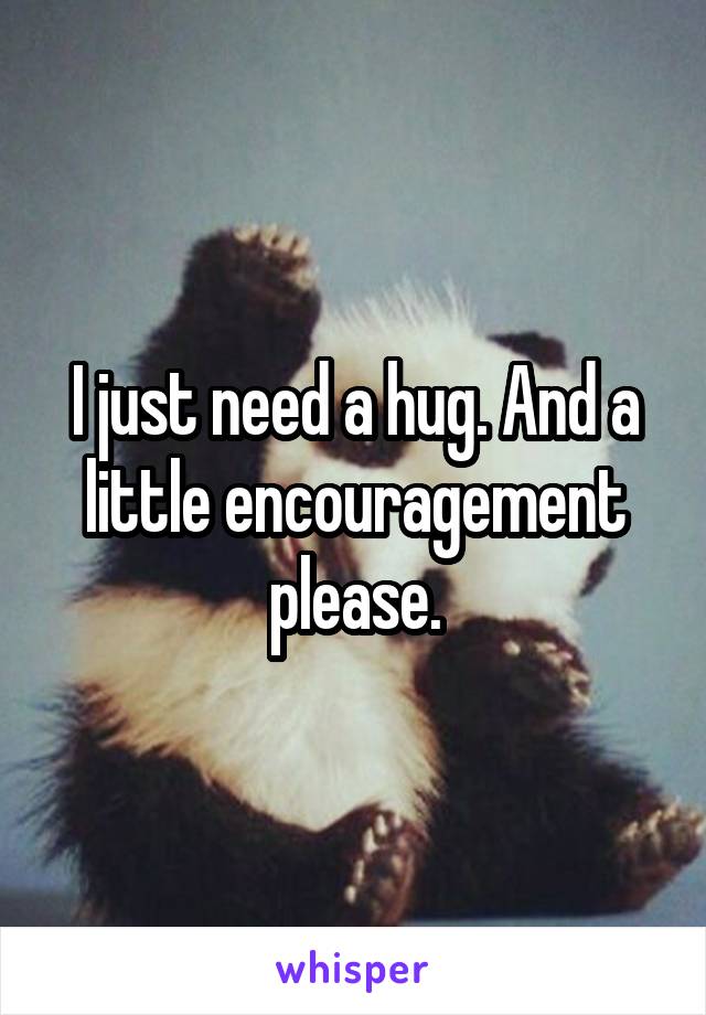 I just need a hug. And a little encouragement please.