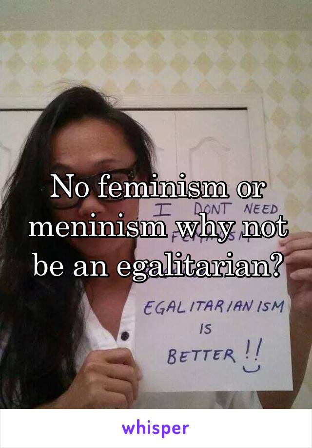 No feminism or meninism why not be an egalitarian?