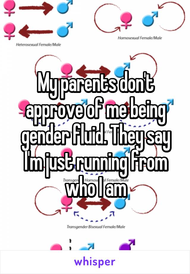 My parents don't approve of me being gender fluid. They say I'm just running from who I am