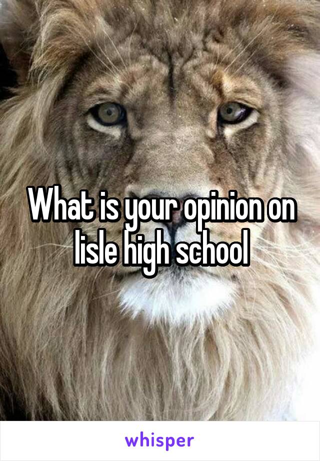 What is your opinion on lisle high school