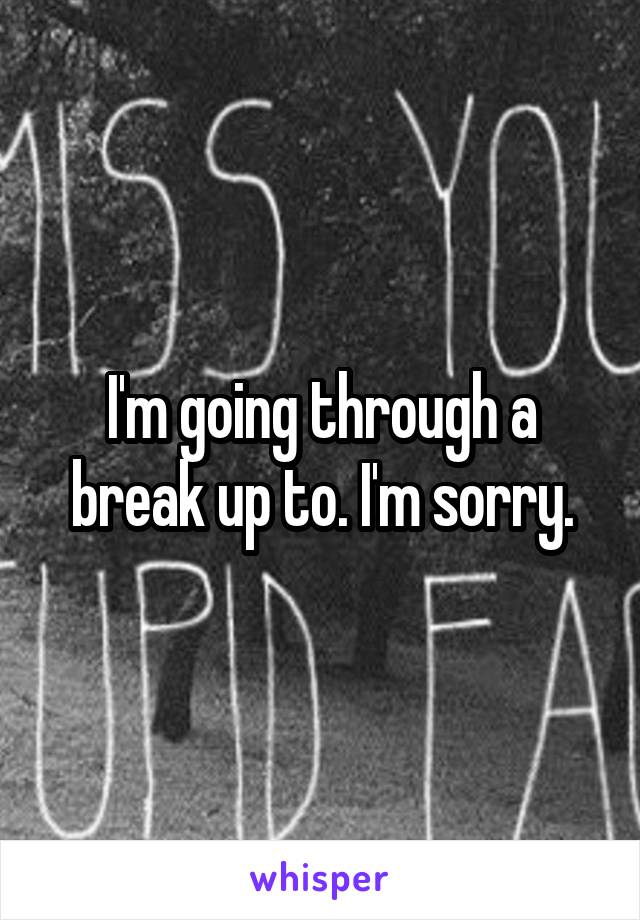 I'm going through a break up to. I'm sorry.