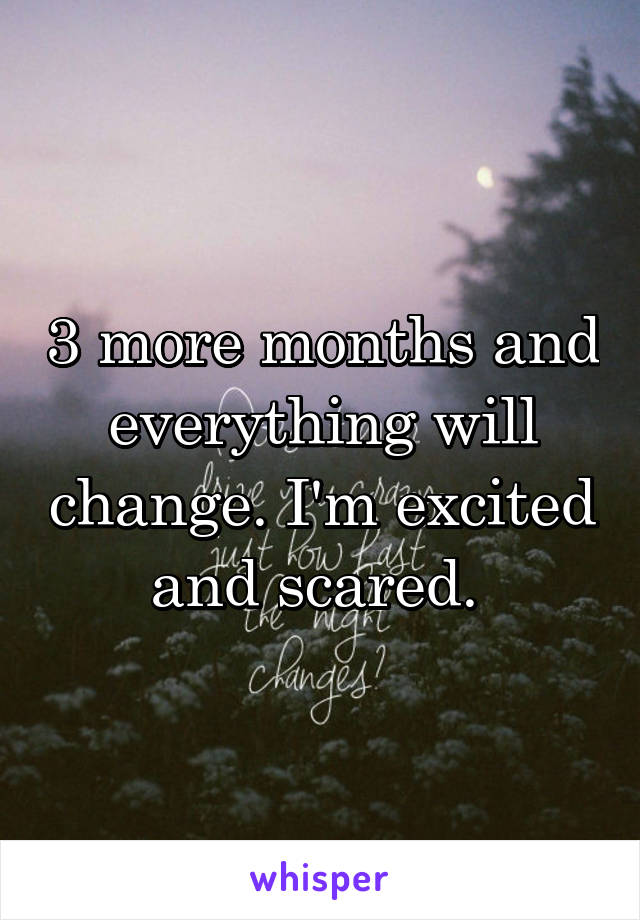 3 more months and everything will change. I'm excited and scared. 