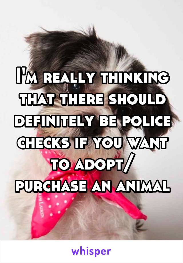 I'm really thinking that there should definitely be police checks if you want to adopt/ purchase an animal