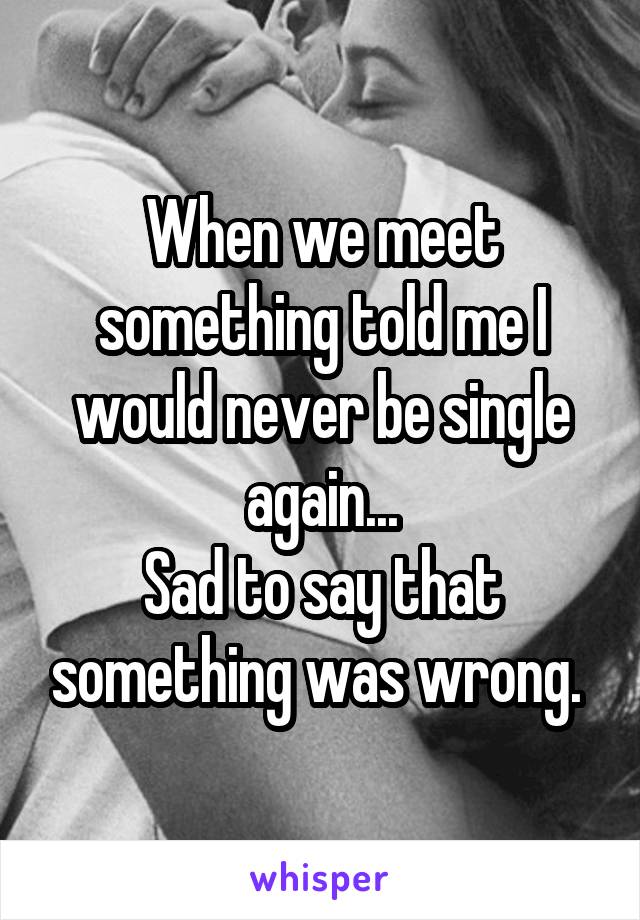 When we meet something told me I would never be single again...
Sad to say that something was wrong. 