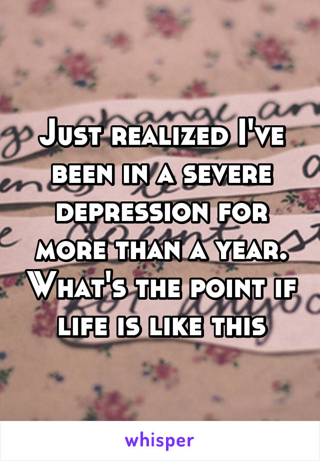 Just realized I've been in a severe depression for more than a year. What's the point if life is like this