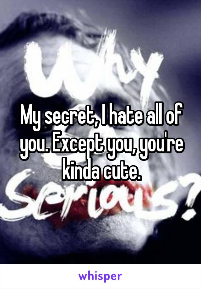 My secret, I hate all of you. Except you, you're kinda cute.