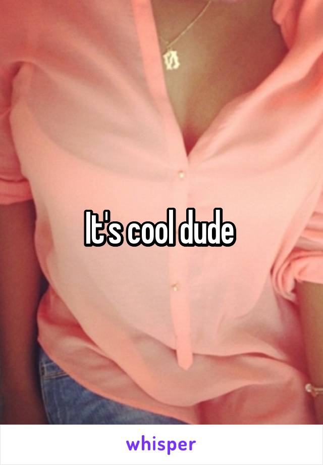 It's cool dude 