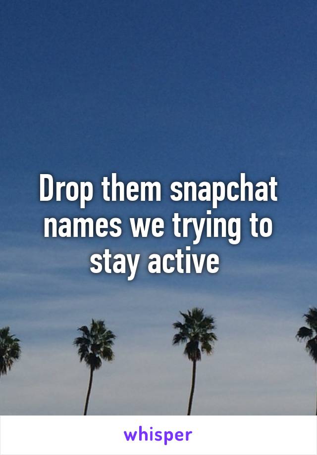 Drop them snapchat names we trying to stay active 