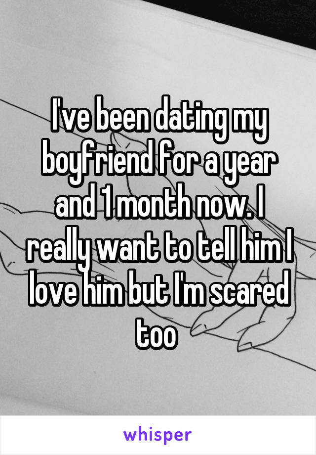 I've been dating my boyfriend for a year and 1 month now. I really want to tell him I love him but I'm scared too 