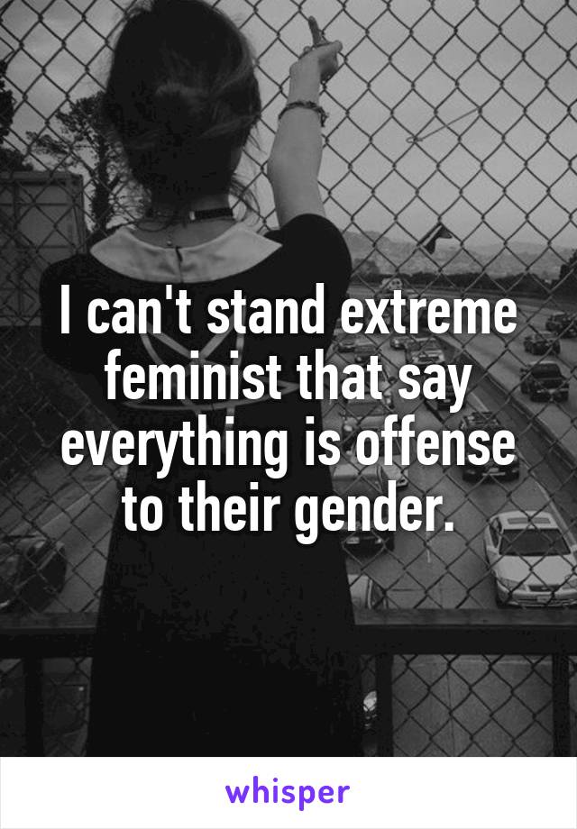 I can't stand extreme feminist that say everything is offense to their gender.