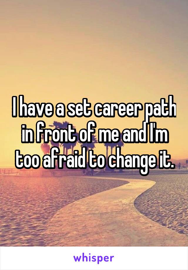 I have a set career path in front of me and I'm too afraid to change it.