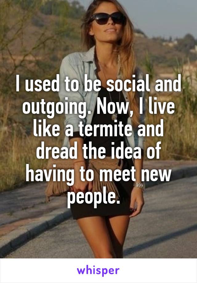 I used to be social and outgoing. Now, I live like a termite and dread the idea of having to meet new people.  