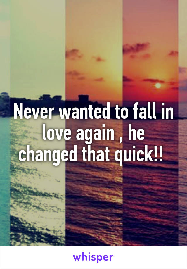 Never wanted to fall in love again , he changed that quick!! 