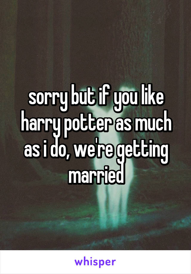 sorry but if you like harry potter as much as i do, we're getting married